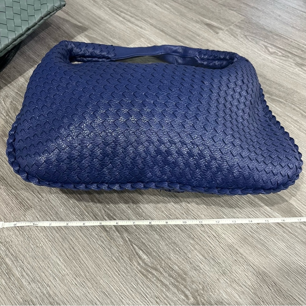 Elegant Navy Blue Woven Handbag Bv shoulder bag bottega style - Picture 4 of 5